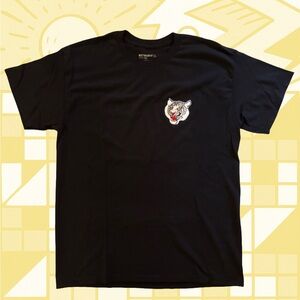 Black Graphic T-Shirt with White Tiger